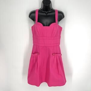 Decode 1.8 NEW A-Line Dress Sz 10 Bright Pink Textured Pockets Straps Sleeveless